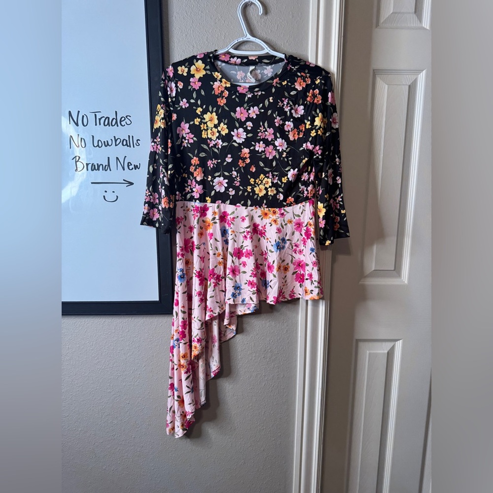 Floral Asymmetrical Women's Top